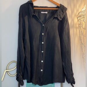 Tempo Paris, long sleeve linen blouse Sz XL